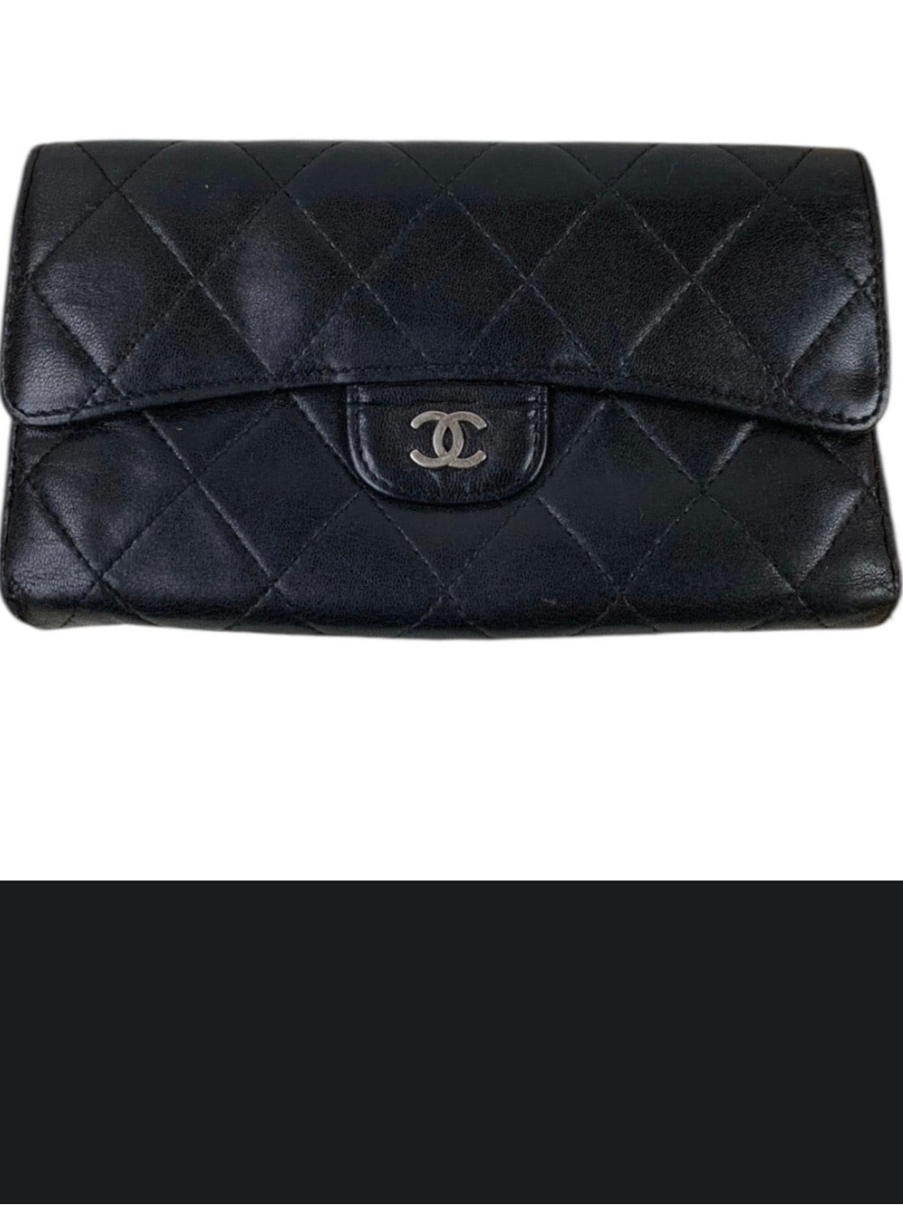 CHANEL Black Quilted Lambskin Flap Clutch with CC Logo